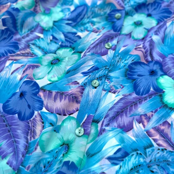 Vintage Braemar, Tropical Floral Button Down Short Sleeve Shirt - Picture 5 of 5